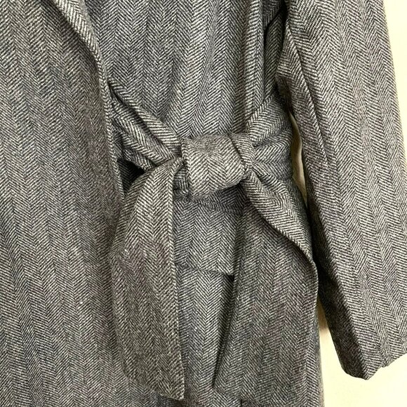 Thakoon Herringbone Side Tie Tie Gray Long Blazer Jacket NWT Medium - Picture 5 of 7